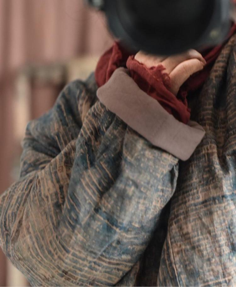 Johnature Women Linen Print Floral Parkas Spring Coats Long Sleeve O-Neck Clothes Vintage Women Parkas