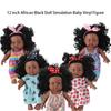 Poupée Africaine Noire de 12 Pouces Simulation Bébé Figurine en Vinyle Mignonne Peau Foncée Cheveux Bouclés Poupée Reborn Articulations Mobiles Jouet Maison de Jeu pour Enfants