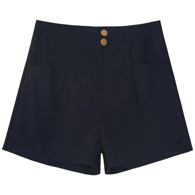 2026 Spring/Autumn High Waist Black Bootcut Bottoms: Slimming Petite Casual Base Layer Shorts