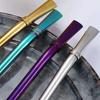 Colorful 304 Stainless Steel Filter Straw Spoon Reusable Eco-Friendly Stainless Steel Drinking Straws Tea Coffee Filtered Spoons