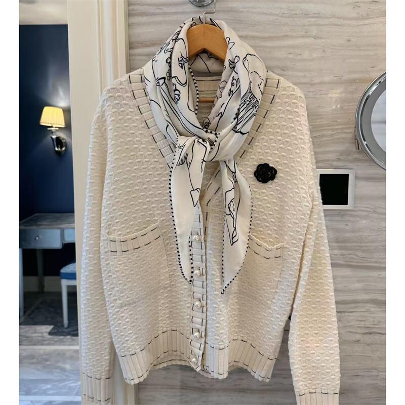 NINA SOLOR Rabbit Print Silk Wool Scarf Shawl