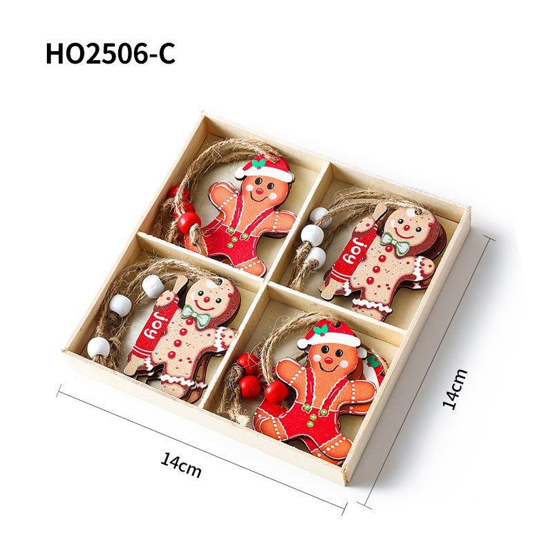 Wooden Gingerbread Man Christmas Tree Ornaments - Hanging Decorations for Home
