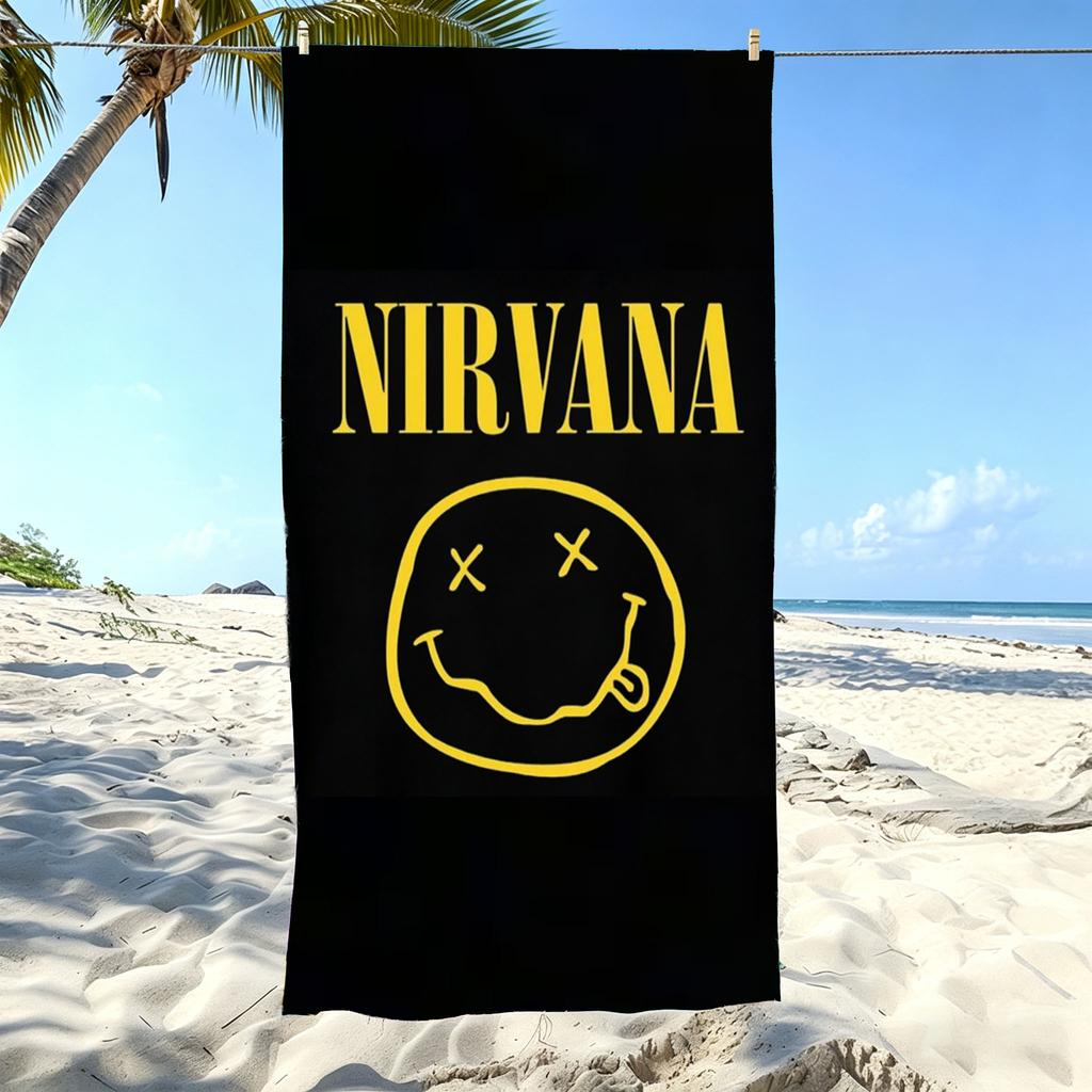 N-Nirvana Rock Band Microfiber Beach Towel Black Quick Dry Soft Absorbent Bath Towel for Men Adults Summer Pool Swimming