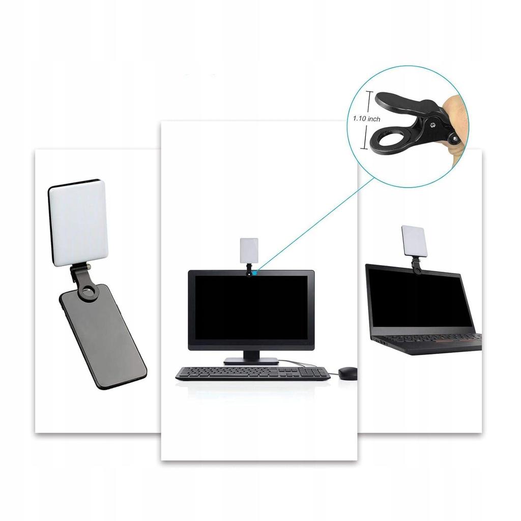 Lampa Na Telefon Laptopa Do Zdjęć Nagrywania Lampka Selfie Na Klips 5W