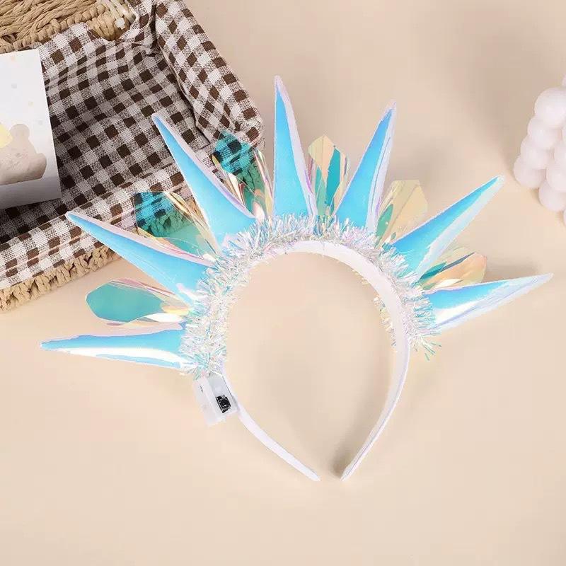 Light Up Headband Glow Crown Hair Band Rave Wedding Party Headdress Cosplay Costume Hair Accessories Luminous Head Hoop