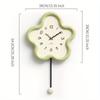 Modern Minimalist Floral Wall Clock Silent Non Ticking Digital Display, Cream Artificial Wood Frame with Red Floral Design, Battery Powered