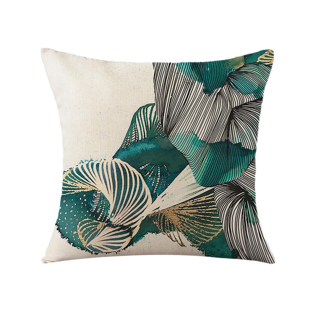 Plant Pillow, Light Luxury Ginkgo Print Car Pillow, Bedside Cushion, Linen Pillow Case