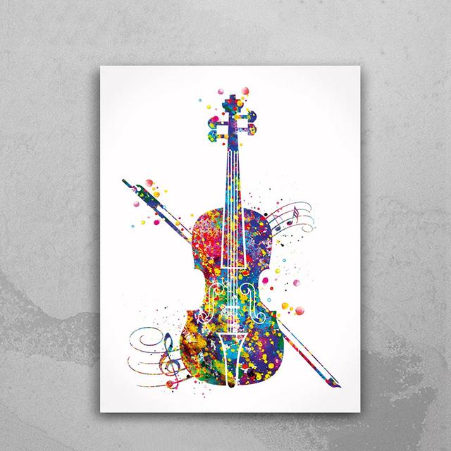 Music Notation Equipment Watercolor Poster Print Music Art Vintage Picture Wall Art Canvas Painting for Home Room Decor Cuadros