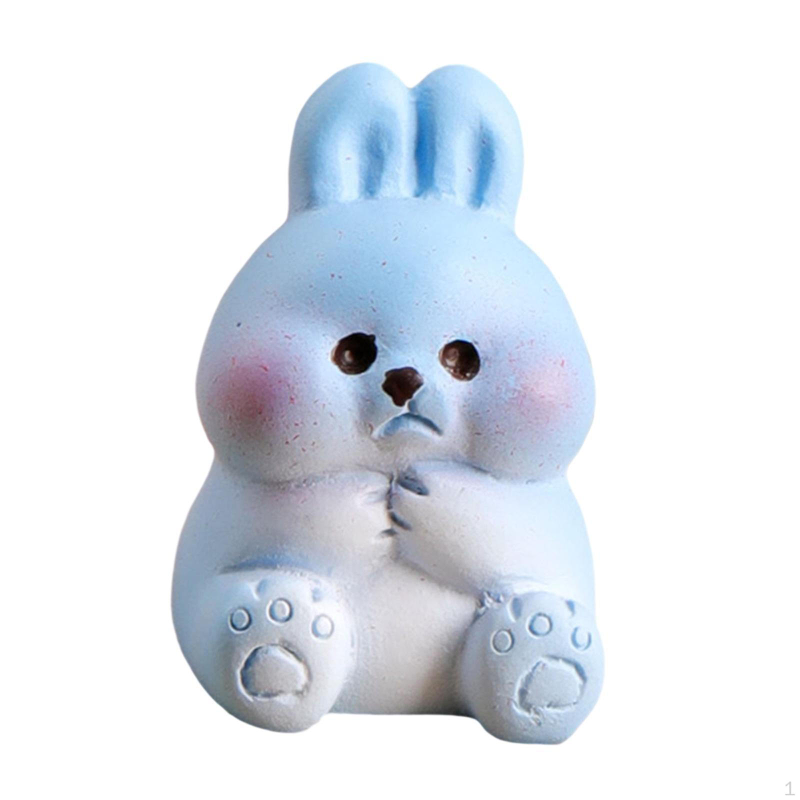 

Bunny Resin Figure Desk Decor Gift Ornament for Easter Celebration синий