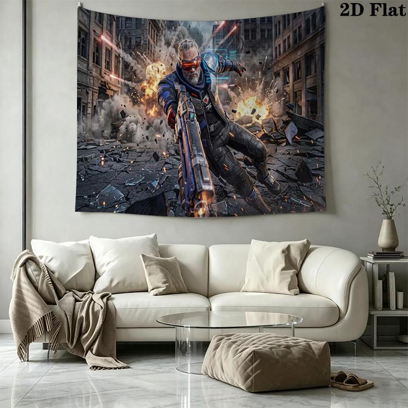 Overwatch Heroes Wall Tapestry Aesthetic Wall Hanging Printed Fabric Blanket Decorative Tapestries for Bedroom Living Room Home Decor
