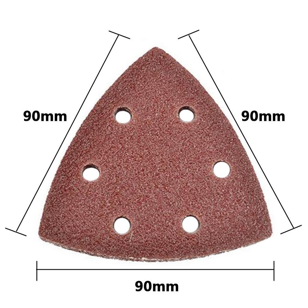 Universal Self-Adhesive Triangle Sanding Disc, 6-Hole, 90x90x90mm Flocked Sandpaper Sheets