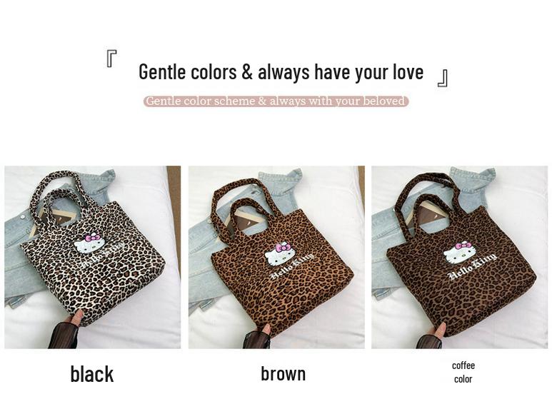 2025 Autumn/Winter Leopard Print Cute Single Shoulder Tote Bag - Large Capacity Shopping Handbag