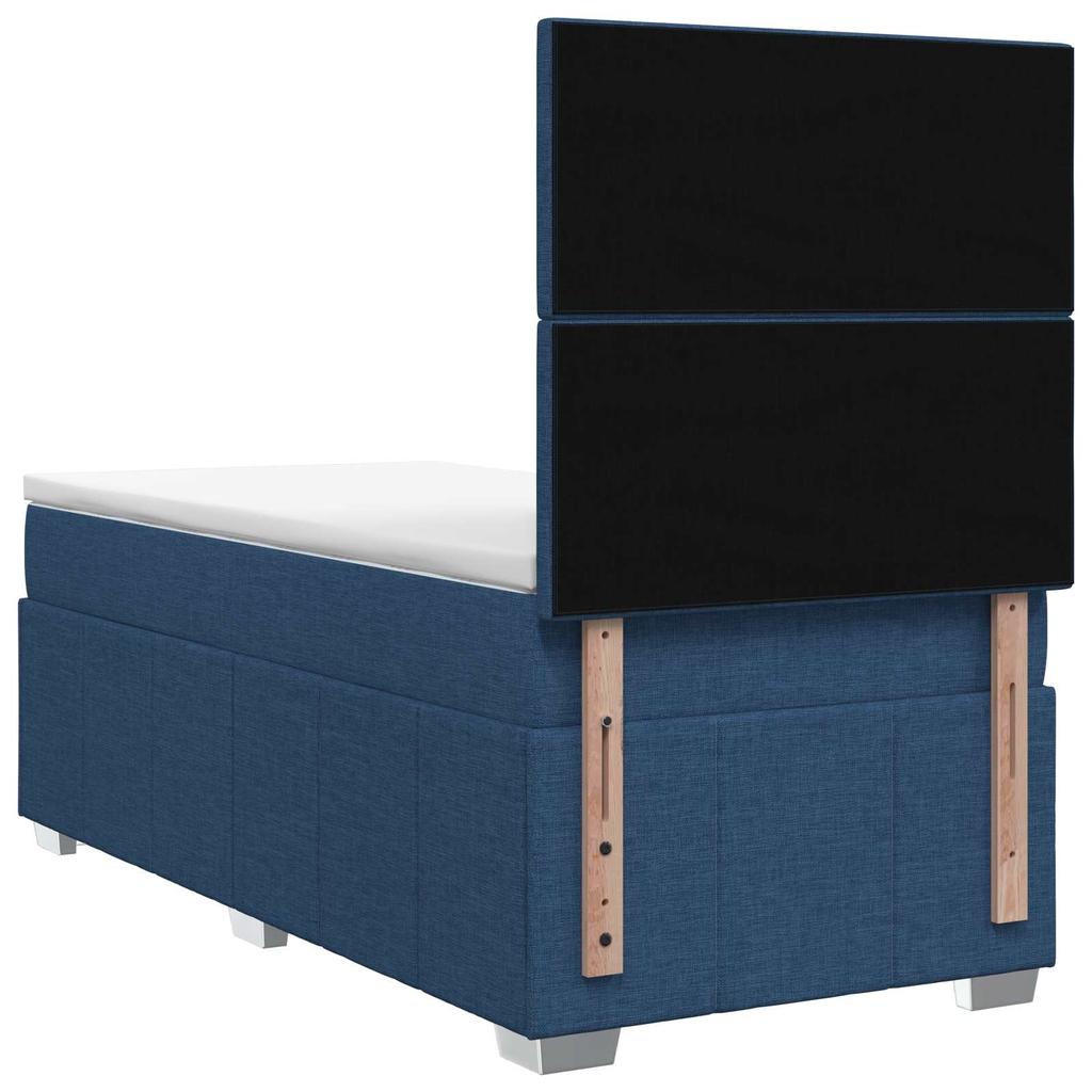 Box Spring Bed with Mattress and Headboard Blue 90 x 200 cm Fabric