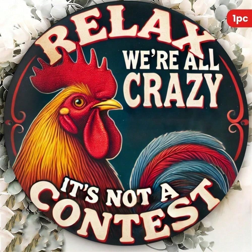

Vintage Metal Tin Sign Round Retro Rooster Wall Art 7.8 Inch Farmhouse Kitchen Decor 20x20 різнокольоровий