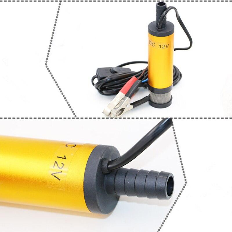 12V/24V DC Portable Mini Electric Submersible Pump for Fuel Transfer, Diesel Oil Water, 12L/min Aluminum Alloy Shell Pump
