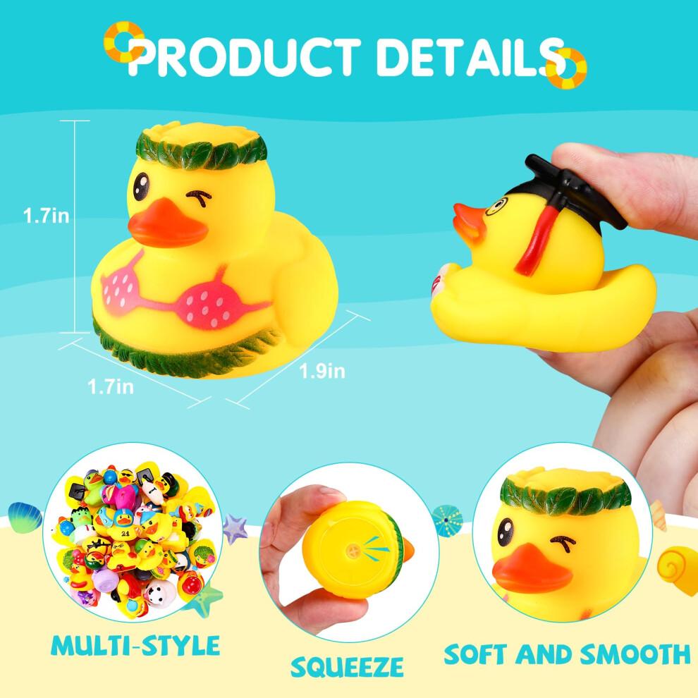 Mikulala 24 Stück Gummi-Enten Badezimmer-Spielzeug Neuheit Enten Bunte Bade-Enten für Babyparty-Dekorationen Geburtstagsfeier Taschenfüller für Kinder Klassenzimmer