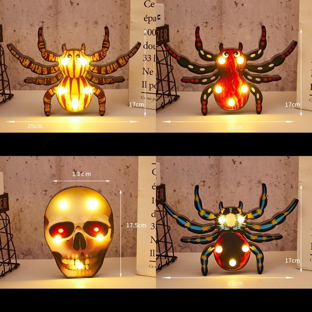 Colorful Halloween Decoration Led Lights Lantern With Bat Skull Pumpkin And Spider Designs