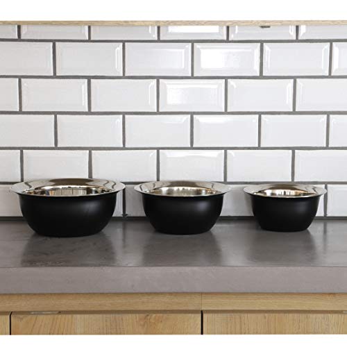 Pearl Metal Punching Bowl and Strainer, Limited Edition, Black, 15cm / 18cm / 21cm, Stainless Steel, 3-Piece Set, BLKP, Black, AZ-5036