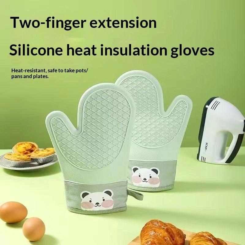 Thickened Silicone Gloves High Temperature Microwave Oven Gloves Non-slip Oven Gloves Kitchen Heat Insulation Anti-scalding Baking Gloves