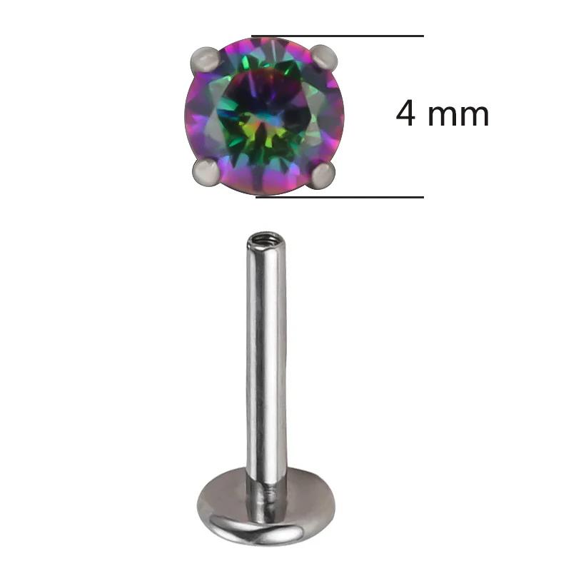 

ASTM F136 Titanium PIERC Ear Lip Studs with circular CZ Top Labret Nose Stud Threaded Earrings Multi size Body Piercing Jewelry 12.x6x4mm