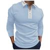 Men's Fashion Zipper Stitched T-Shirt Long Sleeve Lapel Pullover Top Blouse
