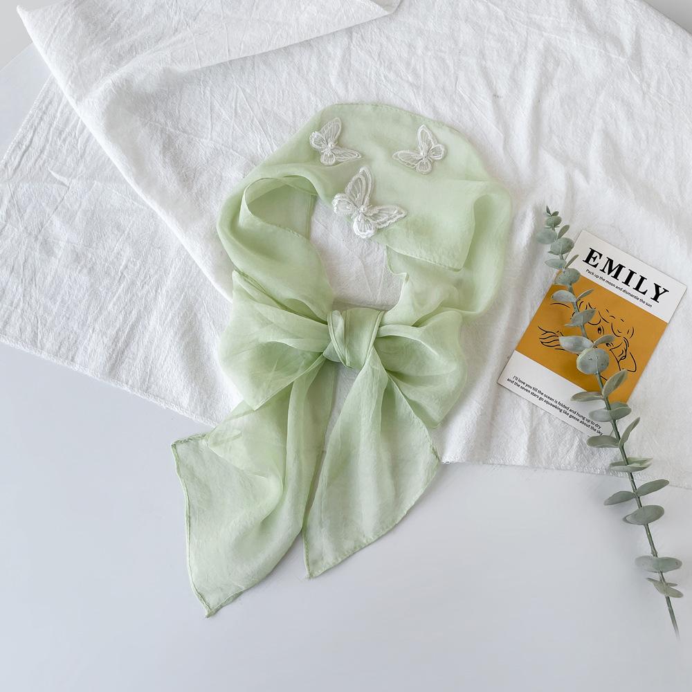 Spring And Summer Satin Long Scarf For Women Sunscreen Shawl Fashionable Beauty Scene Satin Long Scarf Versatile Travel Scarf