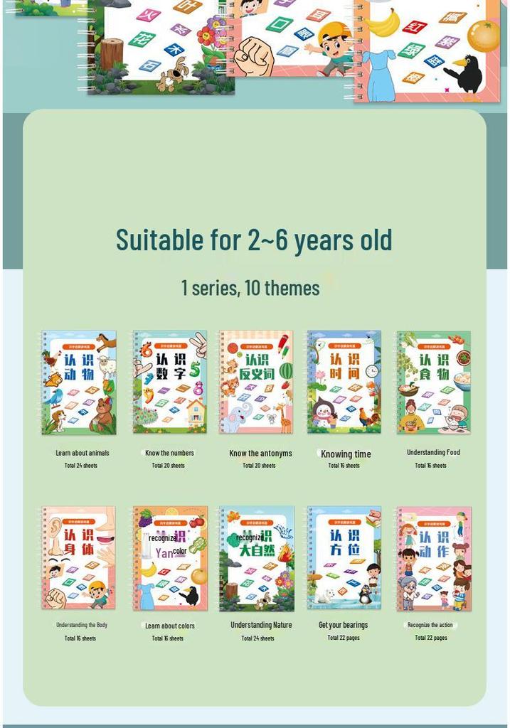 Quiet Book: Traditional Chinese Character Flashcards & Sticker Book for Early Childhood Education