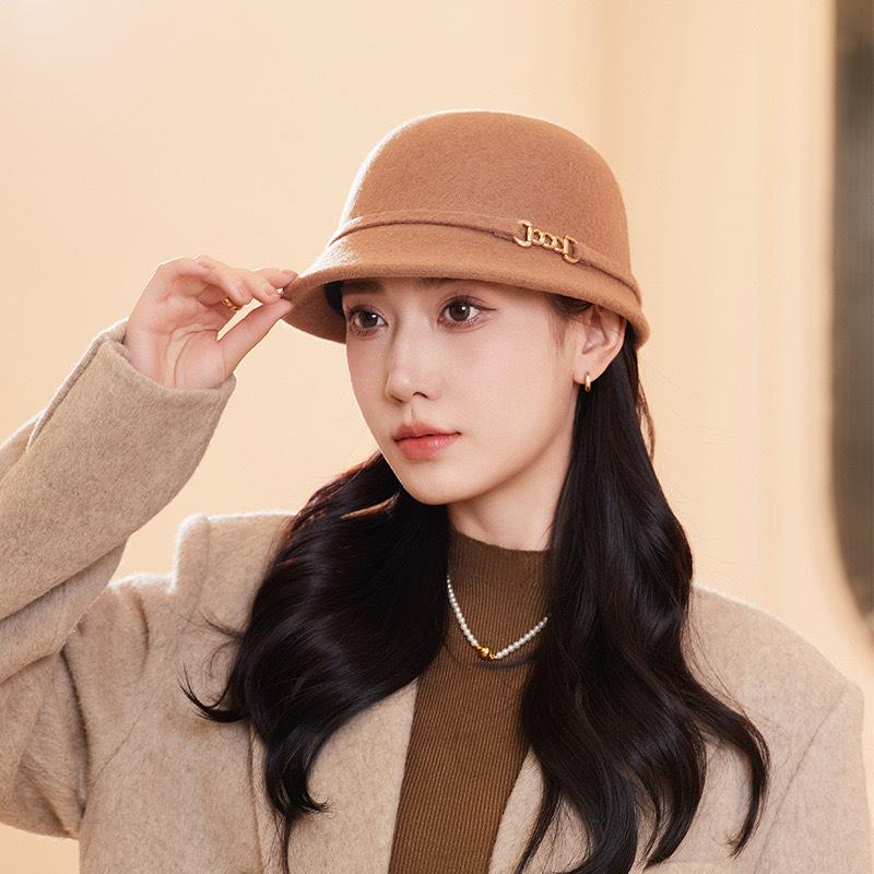 

Шляпа Женская Осень и Зима Шерсть Шерсть Универсальная Шляпа-Котелок Цепь Фетровая Шляпа Теплая Новая Шляпа для Верховой Езды M（56-58cm） верблюд