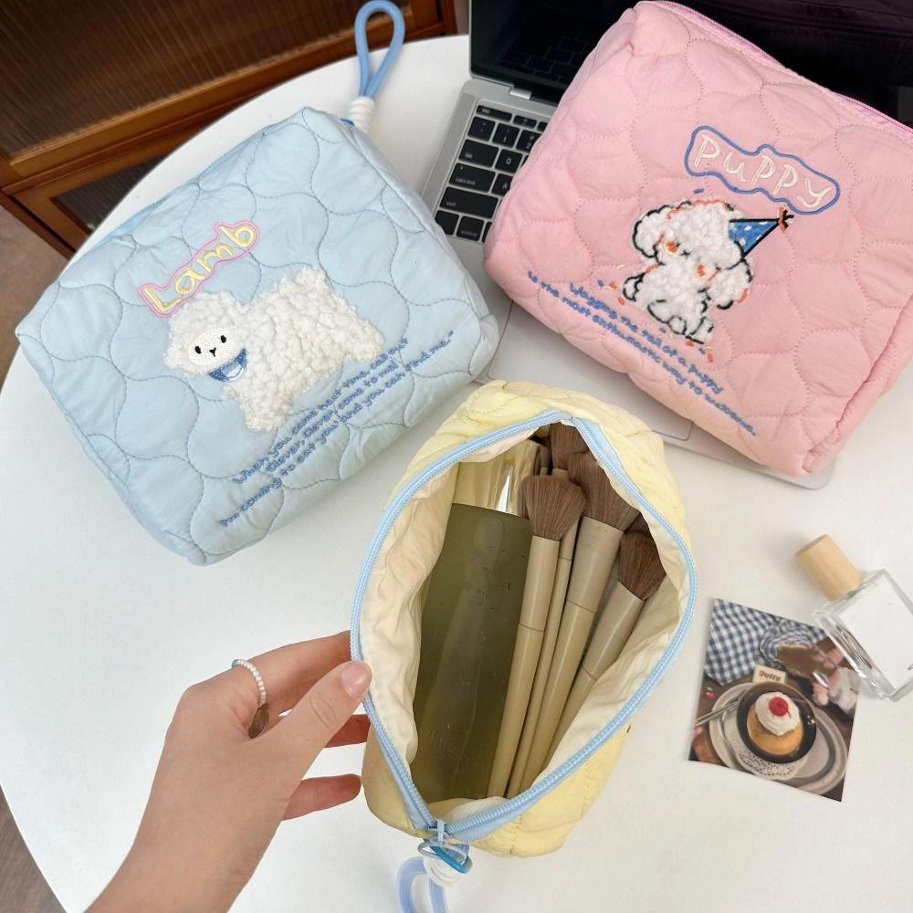 Puppy Cartoon Makeup Bag Multifunctional Toiletry Organizer Wash Bag Embroidery Cosmetic Bag Girls