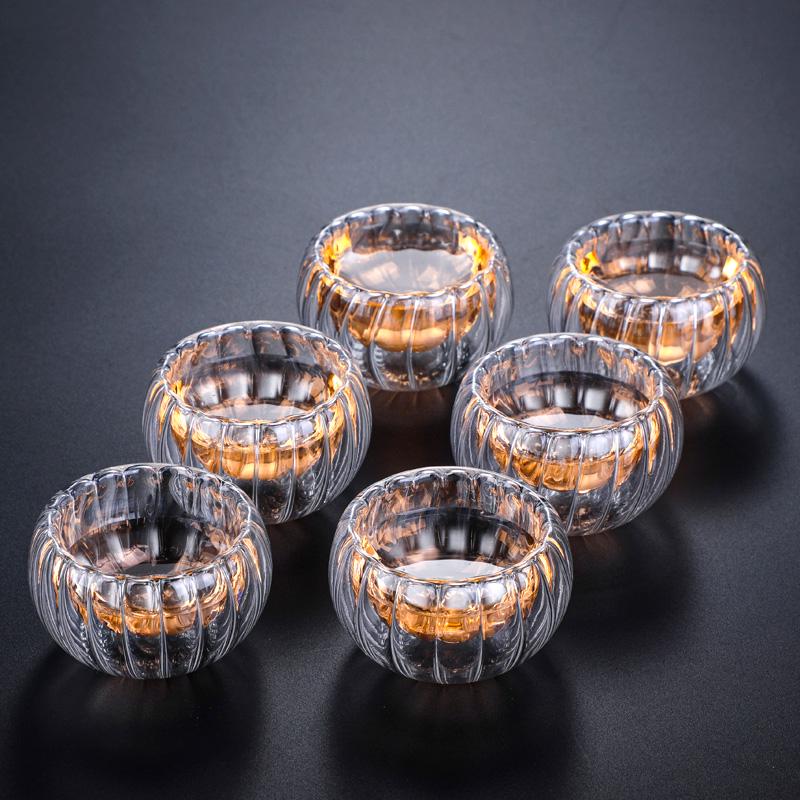 Double-Layer Heat-Resistant Glass Tea Cup with Handle for Kung Fu Tea