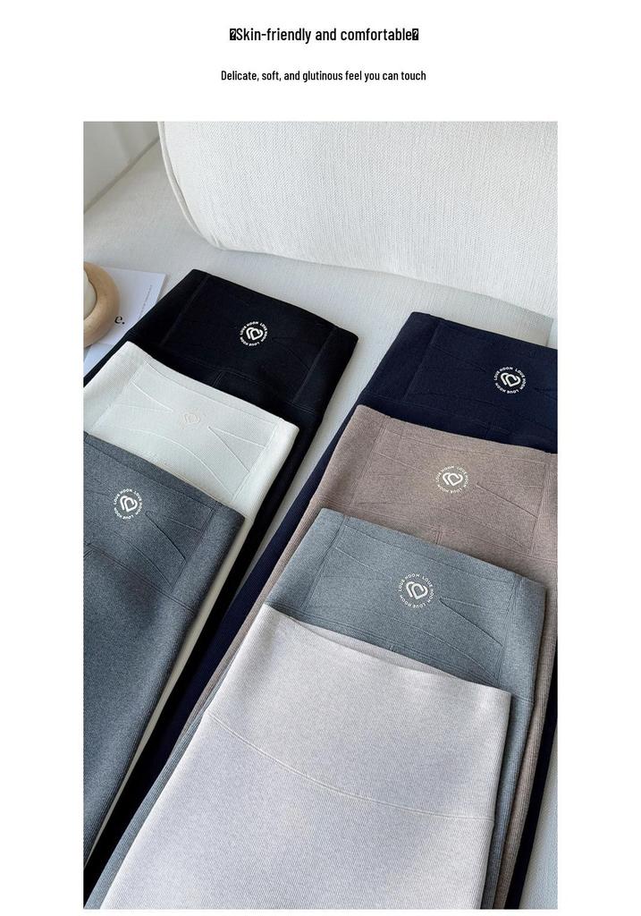 Women's Extra Long Ribbed Cotton Fleece-Lined High-Waisted Leggings, 2025 Autumn/Winter Collection, Skin-Friendly