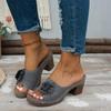Fashion Vintage Flower Decoration Slip On Sandals Bohemia Breathable Strap High Heels Slippers Women Summer Elegant Soft Sole Slides