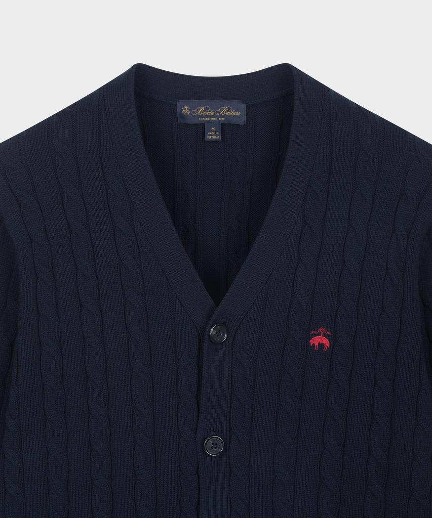 Brooks Brothers Cotton Cable Cardigan (Dark Navy) (Bbwcmbg101)