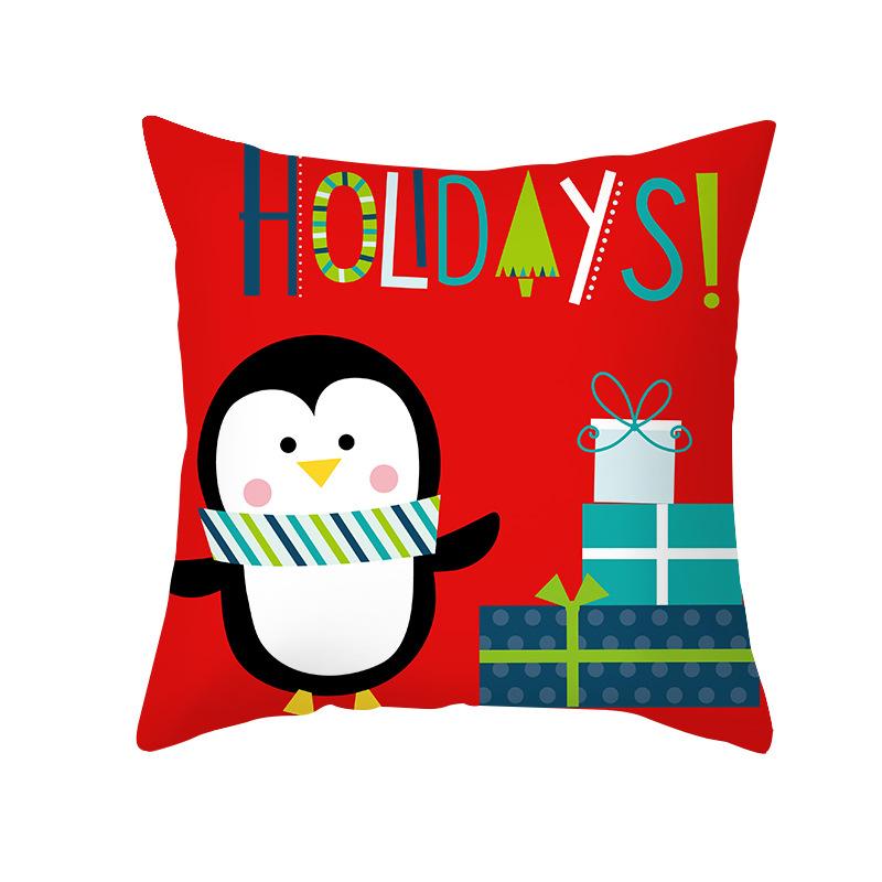 Home Products Christmas Cushion Cover Cartoon Letter Print Peach Skin Cushion Cover