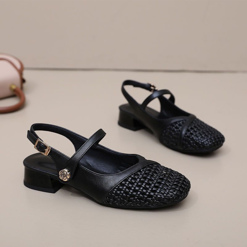 Baotou Sandals Women's 2025 Summer Women's Shoes French Retro New Shoes Women's Breathable Hollow Woven Sandals