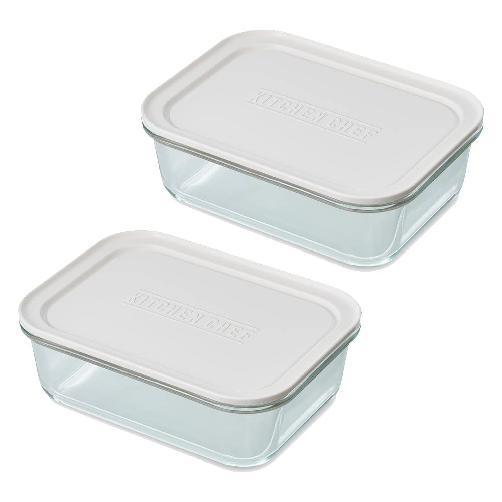 Neat Iris Ohyama Glass Stackable for Heatable up to Ready to Storage Heat-Resistant Containers, 2-Piece Set, White, Leak-Resistant Storage, 350°C,