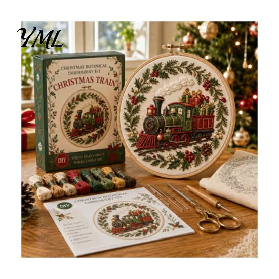 Christmas Ornament Craft Set Embroidery Kit for Beginners, Pre-Printed Pattern Full Creative Gift Parents And Friends of Tools, DIY Needlework Festive