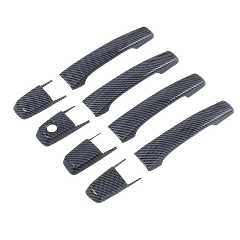 Car Upgrade Chrome Silver Carbon Fiber Door Bowl Handle Cover For Mitsubishi Pajero Cars Accessories