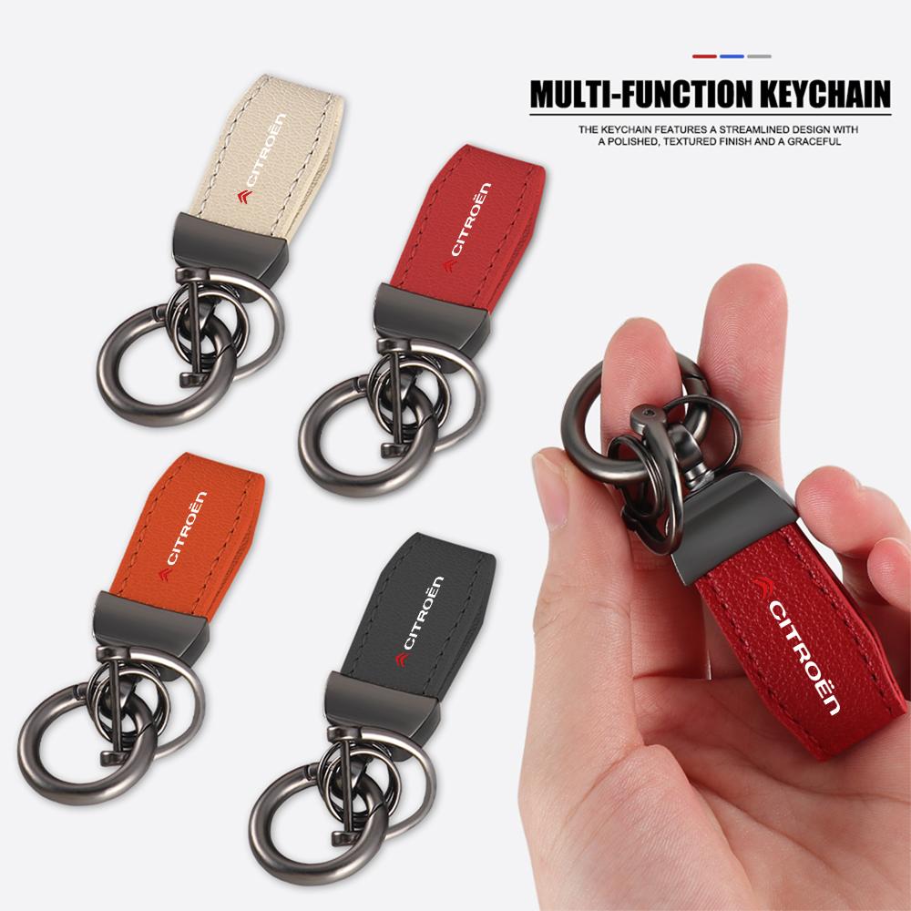 Car Key Chain Leather Keying Key Ring Keychain Holder For Citroen C4 C3 Xsara C-Elysee C5 C1 DS3 DS5 DS4 Jumper Picasso C-quatre