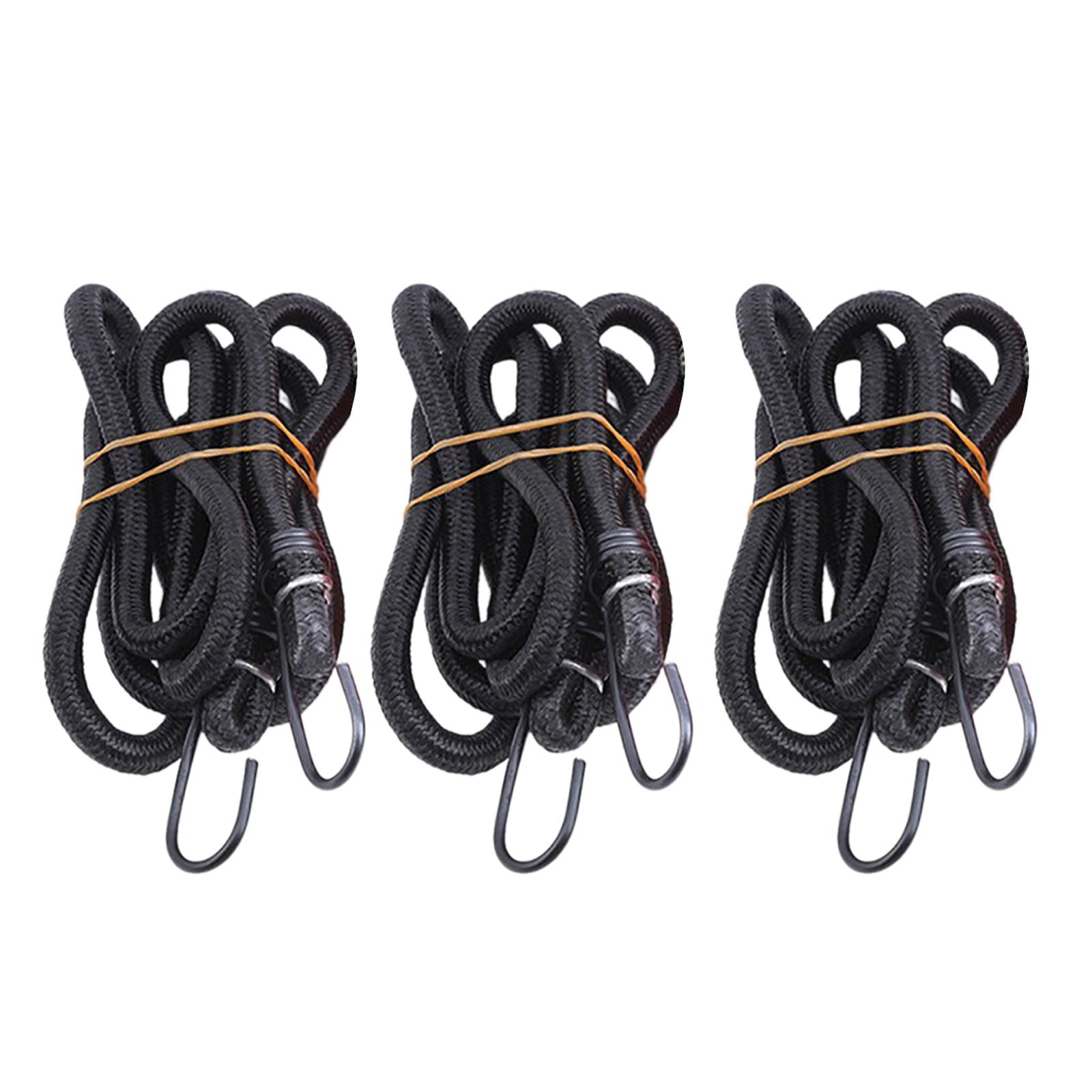 

Weatherproof Bungee Cords Pack of 3 Elastic Luggage Cords Elastic Bungee Strap with Hook for Securing Luggage Camps чёрный