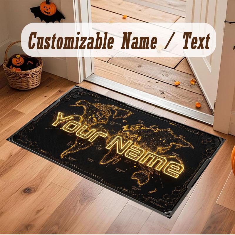 Abstract Personalized Theme Crystal Velvet Floor Rug Personalized Custom Name Text Warm Carpet Home Decoration