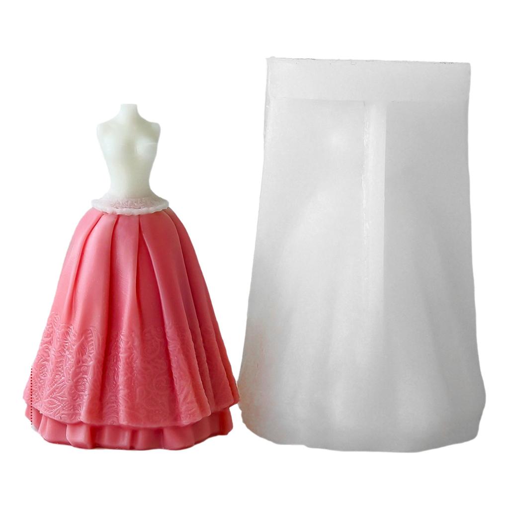 Bridal Wedding Dress Silicone Mold for Crafting Soap Evening Skirt Aromatherapys Candle Mould Home Decoration Tool