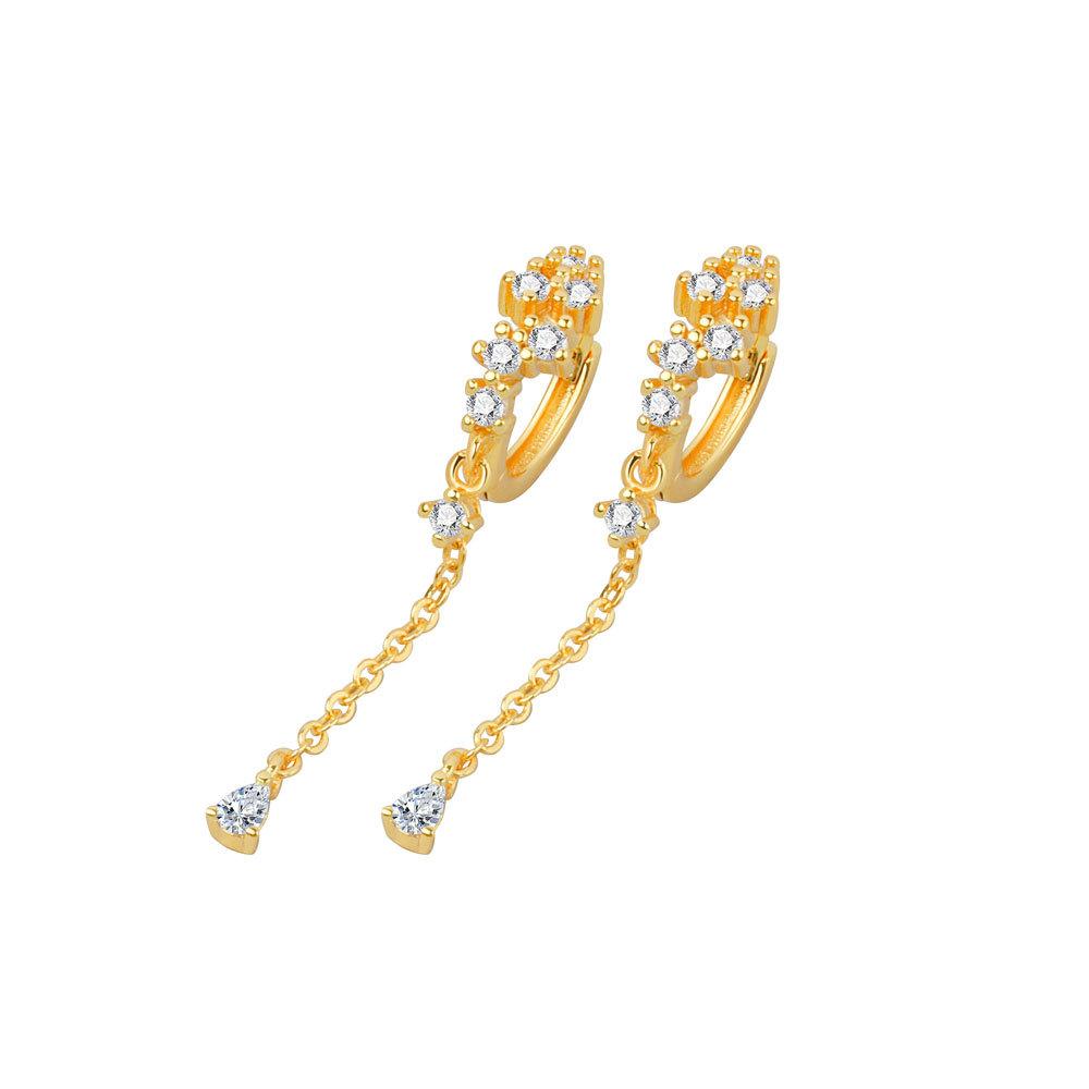 S925 Silver Sparkling Teardrop Tassel Earrings Minimalist Chic Elegant Versatile Fashion Jewelry For Women