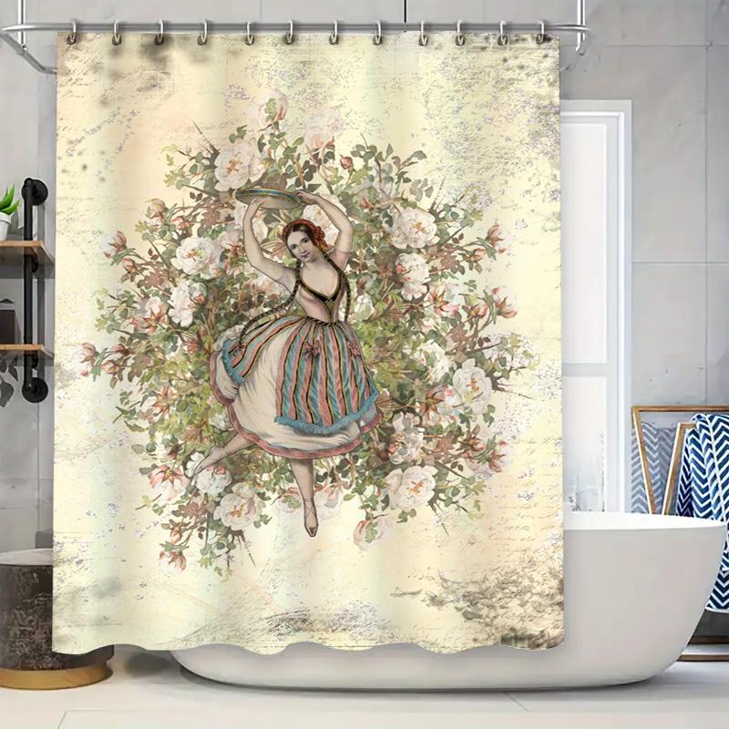

Винтажная шторка для ванной с цветочным принтом, водонепроницаемая тканевая, декоративное украшение для дома для ванной комнаты, 3D-печать, настенный гобелен Artis 90x180cm