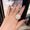 Koreanischer süßer offener Perlenblumenring - elegantes und vielseitiges trendiges Accessoire für den Zeigefinger von Damen