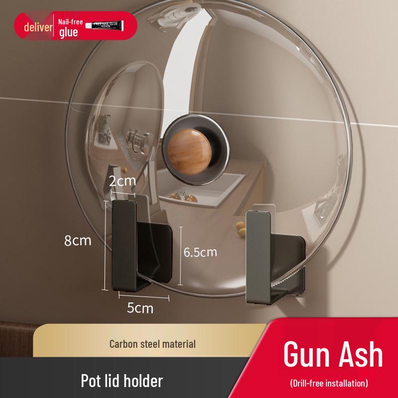 Wall-Mounted Pot Lid and Cutting Board Storage Rack