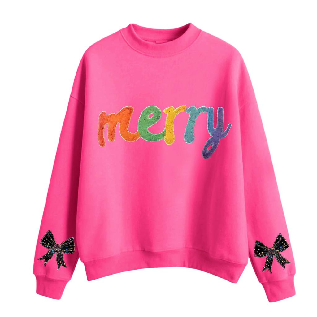 Women's Fashion Casual Round Neck Long Sleeve Christmas Printed Sweatshirt