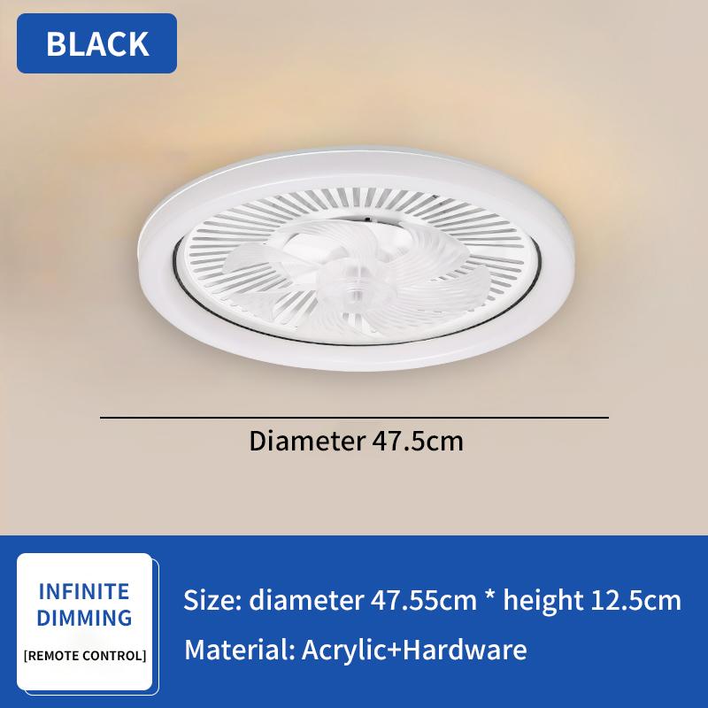 

Светодиодный минималистский современный потолочный вентилятор с пультом дистанционного управления для спальни, вентиляция, освещение, энергосберегающий и бесшумный Remote Dimming чёрный