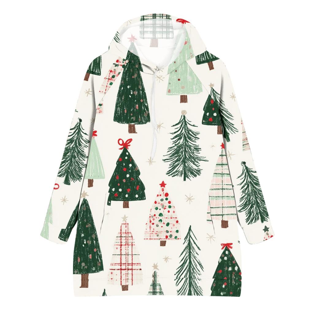 Women's Fashion Casual Long Sleeve Christmas Print Hoodie Top