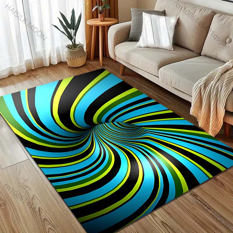 3D Optical Illusion Printing Carpet for Living Room Bedroom Sofa Doormat Home Decor Area Rugged Non-slip Floor Mat Large Size